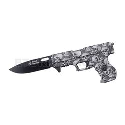 " Head Hunter " Zombie Skull Design Gun Spring Assist Knife 4.5"