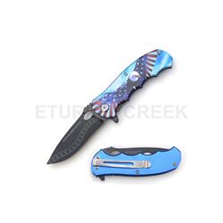 "Freedom,Liberty,Justice" USA Tactical Spring Assist Knife 4.5