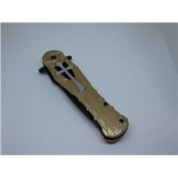 Gold Snake Eye Tactical Spring Assist Knife 4.5 Inches Closed