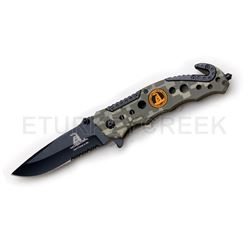 " Don't Tread On Me " Rescue Style Assist Knife 4.5" Closed Camo
