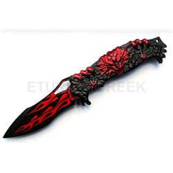 Snake Eye Fantasy Dragon Style Spring Assist Knife 4.5" Closed