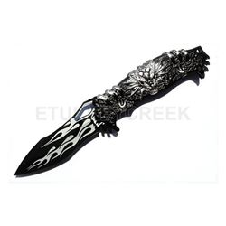 Snake Eye Fantasy Dragon Style Spring Assist Knife 4.5" Closed