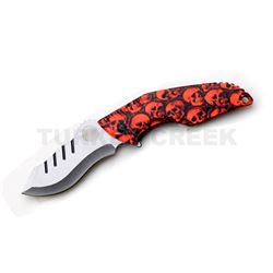 Tactical Style Spring Assist Knife Red Camo Coated Hndl 5"