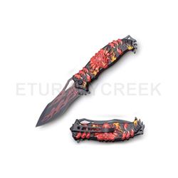 Snake Eye Fantasy Dragon Style Spring Assist Knife 4.5" Closed