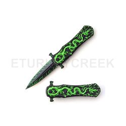 Snake Eye Tactical Dragon Design Spring Assist Knife 4.5" Closed