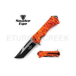 Snake Eye Tactical Spring Assist Knife 5" Closed 2 tone Blade