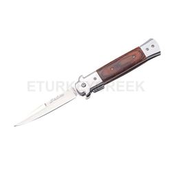 Italian Style Stiletto Folding Knife Wood Handle 5"
