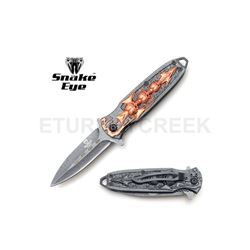 Snake Eye Tactical Gothic Skull Design Spring Assist Knife 4.5"
