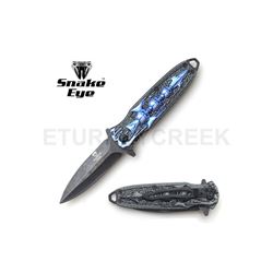 Snake Eye Tactical Gothic Skull Design Spring Assist Knife 4.5"