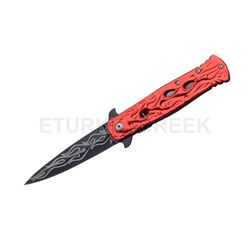 SNAKE EYE TACTICAL BIKER FLAME DESIGN SPRING ASSIST KNIFE RED