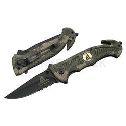 " Don't Tread On Me " Rescue Style Assist Knife 4.5" Closed Camo