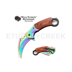 Wild Turkey Handmade Karambit Spring Assist Knife 5" Closed