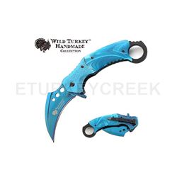 Wild Turkey Handmade Karambit Spring Assist Knife 4.5" Closed