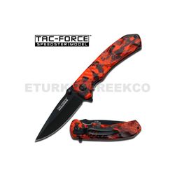 Red Camo Handle Spring Assisted Knife With Pocket Clip - 4.25"