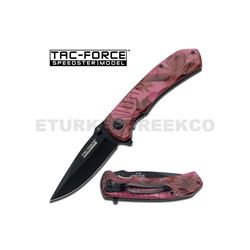 Pink Camo Handle Spring Assisted Knife With Pocket Clip - 4.25"