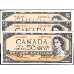 $50 BC-42a 2 notes & BC-42c, VF to EF