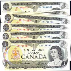 Dollar 1973 BC-46a BC-46b, 12 Unc notes