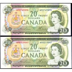 $20 1969, BC-50b Two notes both AU-Unc