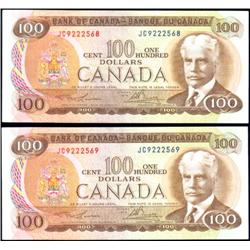 $100 1975 BC-52a, two Consec, EF and up