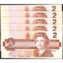 Two Dollars, BC-55a and 55b, five notes