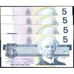 $5 1986 BC-56a & 56b. Four notes