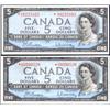 Image 1 : Five Dollars 1954 2 Replacement Notes