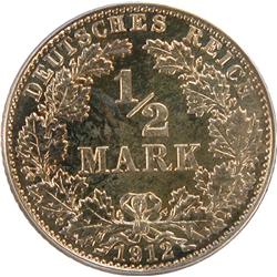 Germany 1/2 Mark 1912J PCGS PR-65 Cameo