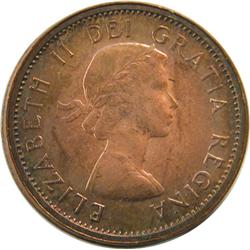 Canada Cent 1963 Double Reverse Brockag