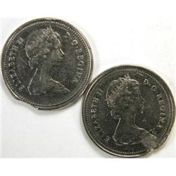 Canada 25 Cents 1981 and 1989 Errors