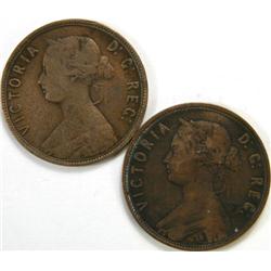 Newfoundland Cent 1885 & 1888, VG