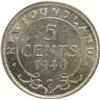 Image 2 : Newfoundland 5 Cents 1940C CCCS AU-58