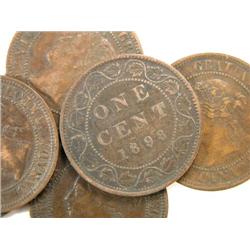 Canada Large Cent 1886-98H, 6 pcs VF-EF