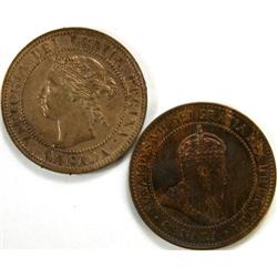 Canada Large Cent 1892 and 1909, Unc