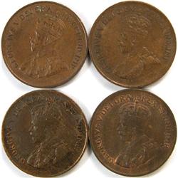 Canada Cent 1921 1927 1929 1935 AU+ & u