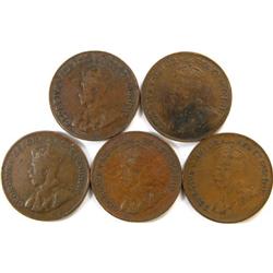 Canada Cent 1921, 22 23 24 25 VF or up