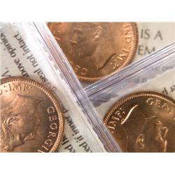 Canada Cent 1937 5 pcs ICCS MS-65 Red