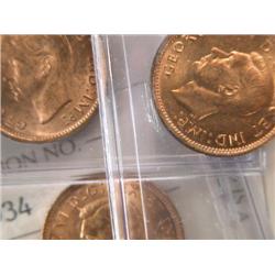 Canada Cent 1937 38 39, ICCS MS-64 Red