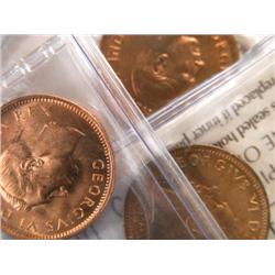 Canada Cent 1938 5 pcs ICCS MS-64 Red