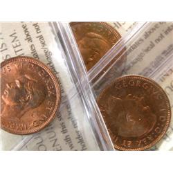 Canada Cent 1944 5 pcs ICCS MS-63 Red