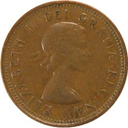 Canada Cent 1955 No Shoulder Fold VF