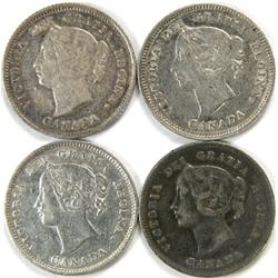 Canada 5 Cents 1880H 90H 93 1901, VF