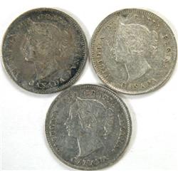 Canada 5 Cents Silver 1886L6 86S6 94 VF