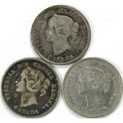 Canada 5 Cents 1894, 1896 & 1901 F-VF