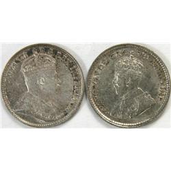 Canada 5 Cents 1909 RL and 1915, EF