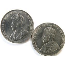 Canada 5 Cents 1922 AU-Unc, 1928 EF