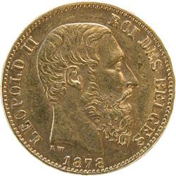 Belgium 20 Francs 1875, AU