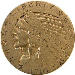 USA Five Dollars Gold 1916 VG