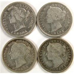Canada Ten Cents 1874H 1896 1898 1901 F