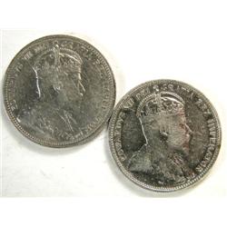 Canada 25 Cents 1906 and 1909, VF