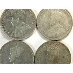 Canada 25 Cents 1911 1915 1921 1927, VG